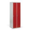 Szafka ubraniowa S2, 2-drzwiowa, 1800 x 600 x 500 mm, demontaż, zamek obrotowy, drzwi czerwone