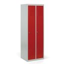 Szafka ubraniowa S2, 2-drzwiowa, 1800 x 600 x 500 mm, demontaż, zamek obrotowy, drzwi czerwone