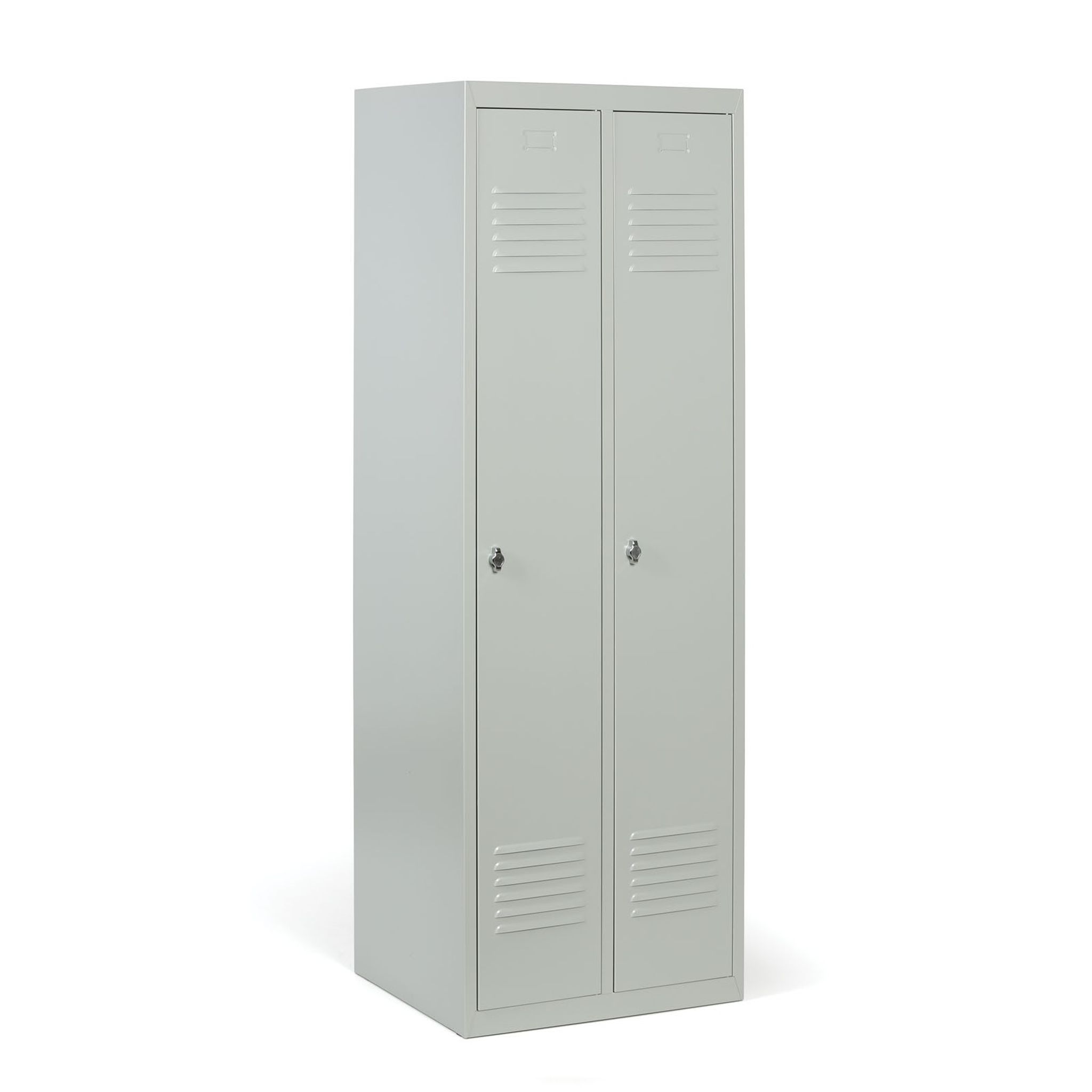 Szafka ubraniowa S2, 2-drzwiowa, 1800 x 600 x 500 mm, demontaż, zamek obrotowy, drzwi szare