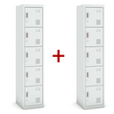 Szafka ubraniowa S3 pięciodrzwiowa 1+1 GRATIS, demontaż, zamek cylindryczny, szara/szara