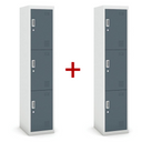 Szafka ubraniowa S3 trzydrzwiowa 1+1 GRATIS, demontaż, zamek cylindryczny, szara/ciemnoszara
