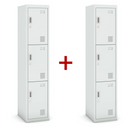 Szafka ubraniowa S3 trzydrzwiowa 1+1 GRATIS, demontaż, zamek cylindryczny, szara/szara