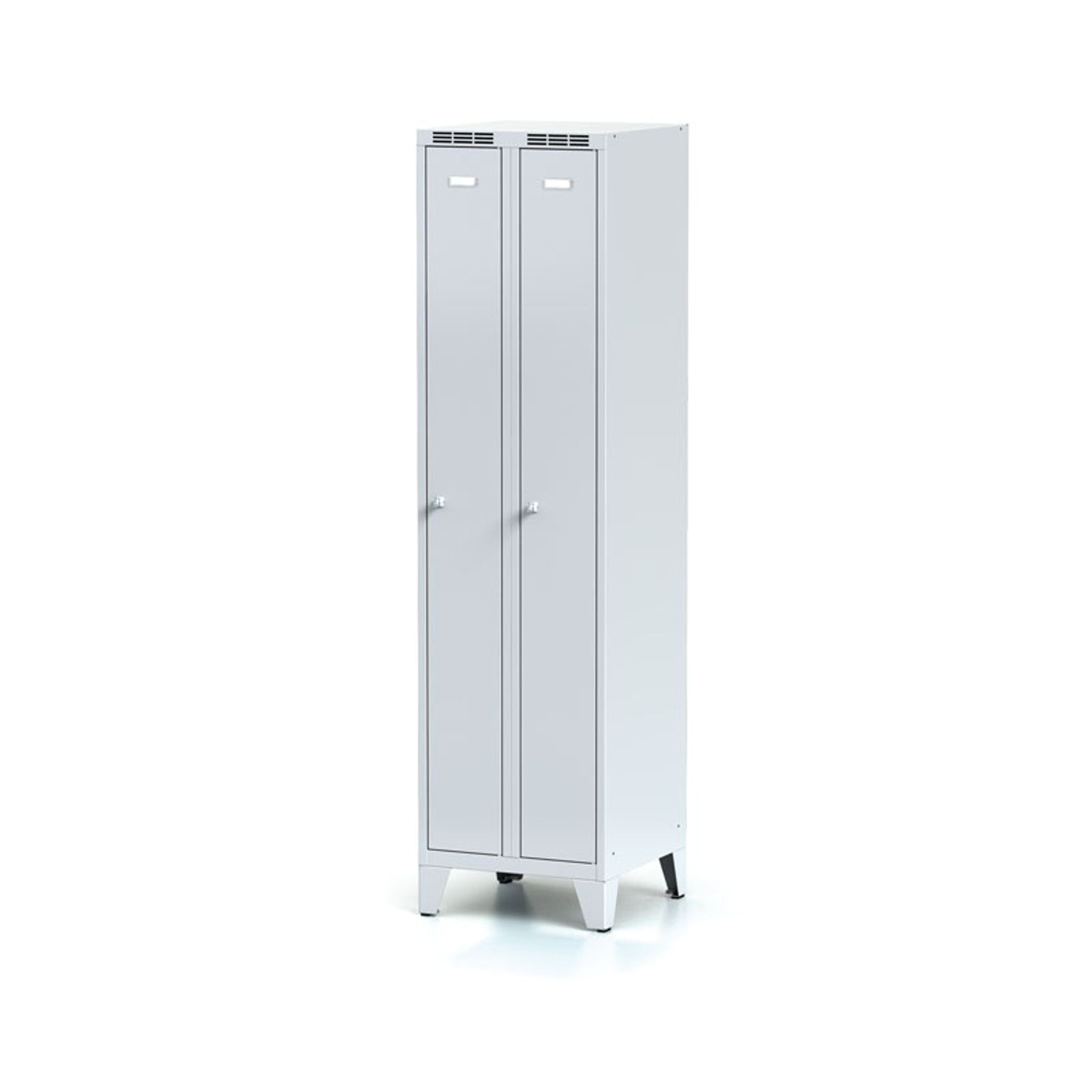 Szafka ubraniowa S6 wąska, na nogach, 2-drzwiowa, 1920 x 500 x 500 mm, zamek cylindryczny, drzwi szare