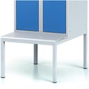 Szafka ubraniowa S6 z ławką, 2-drzwiowa, 1875 x 600 x 500/800 mm, zamek cylindryczny, drzwi pomarańczowe