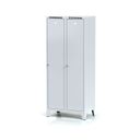 Szafka ubraniowa S6 z przegrodą, na nogach, 2-drzwiowa, 1920 x 800 x 500 mm, zamek cylindryczny, drzwi szare