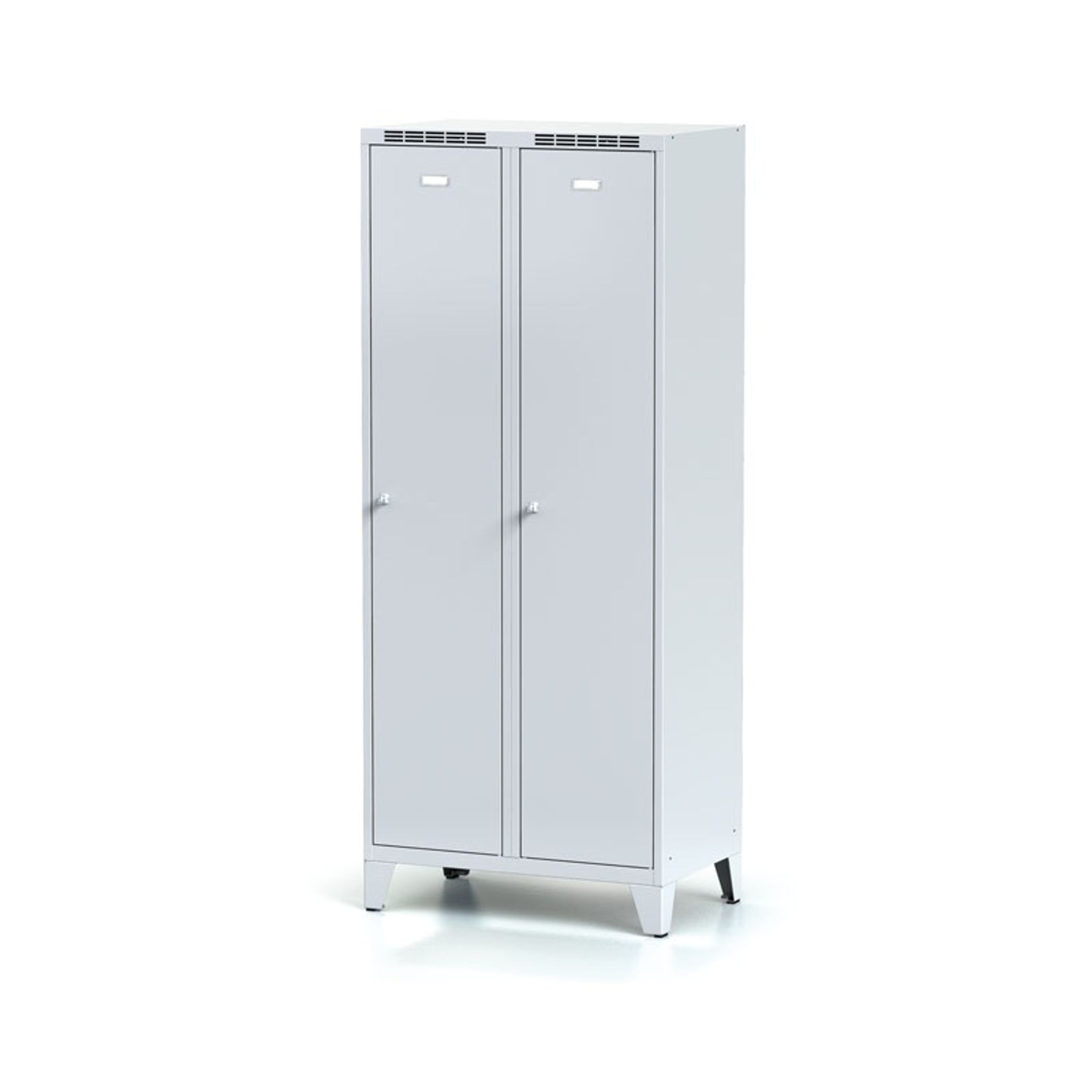 Szafka ubraniowa S6 z przegrodą, na nogach, 2-drzwiowa, 1920 x 800 x 500 mm, zamek cylindryczny