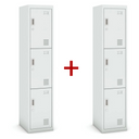 Szafka ubraniowa trzydrzwiowa 1+1 GRATIS, demontaż, zamek cylindryczny, szara/szara