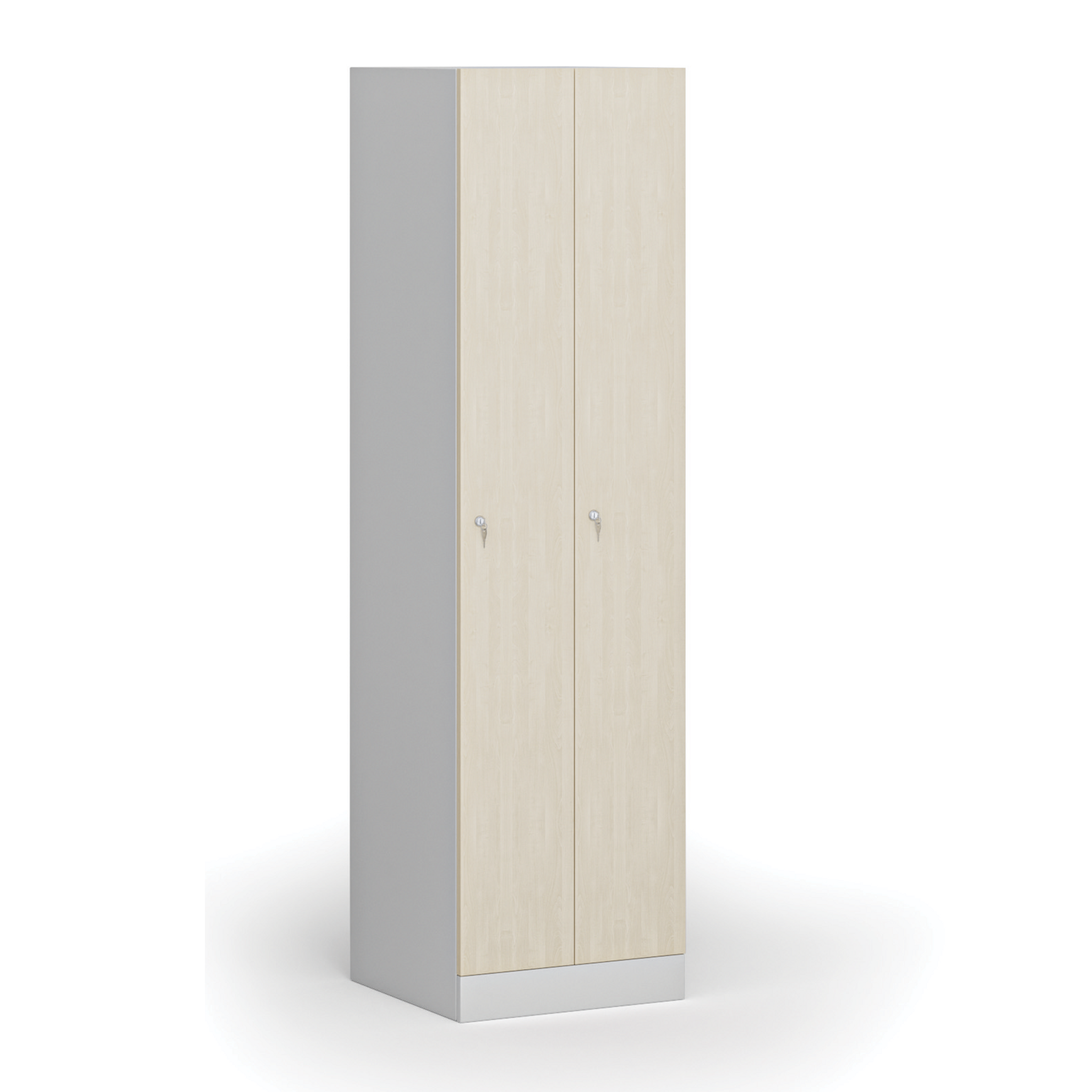 Szafka ubraniowa wąska, 2-drzwiowa, 1850 x 500 x 500 mm, demontaż, zamek cylindryczny, drzwi laminowane