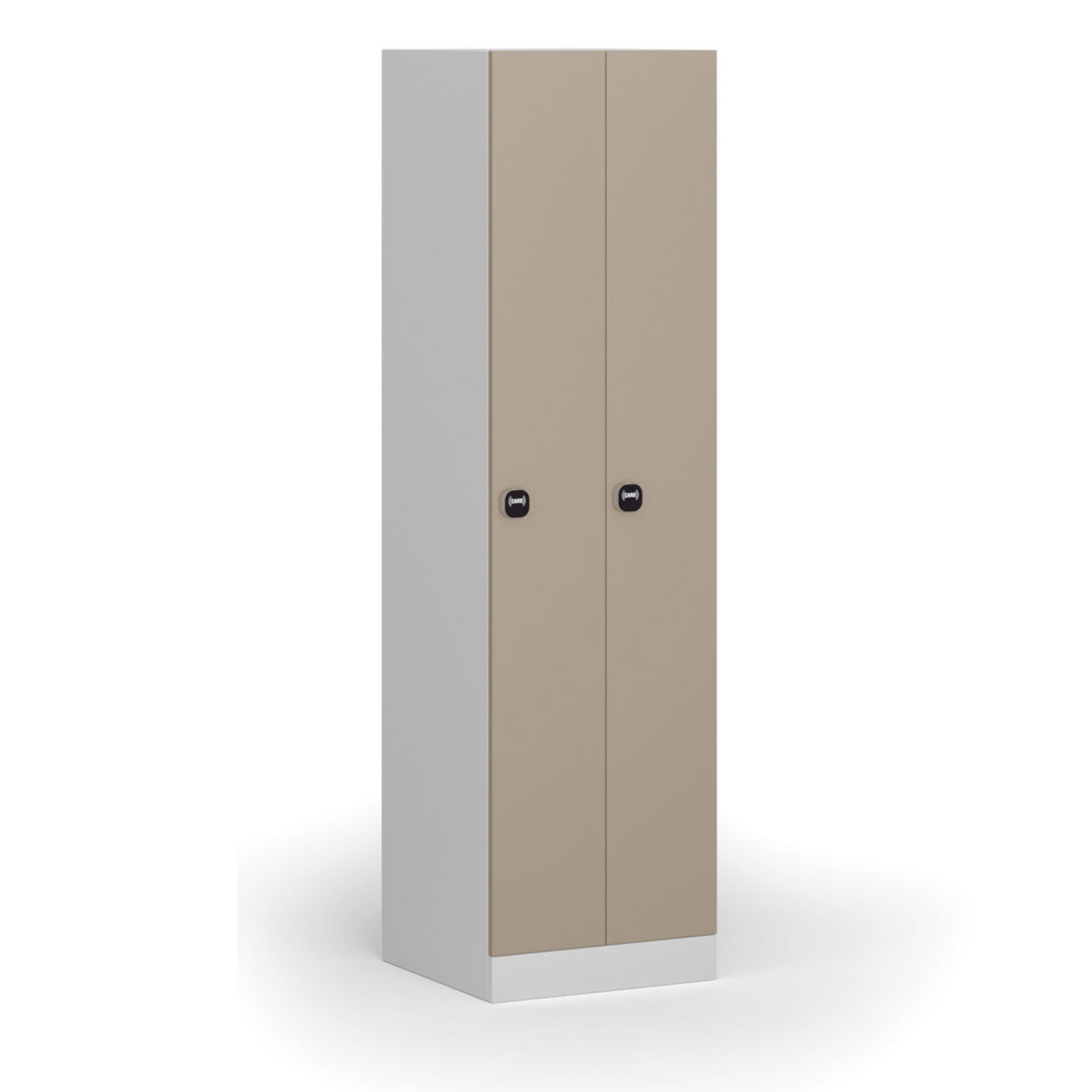 Szafka ubraniowa wąska, 2-drzwiowa, 1850 x 500 x 500 mm, demontaż, zamek RFID, drzwi beżowe