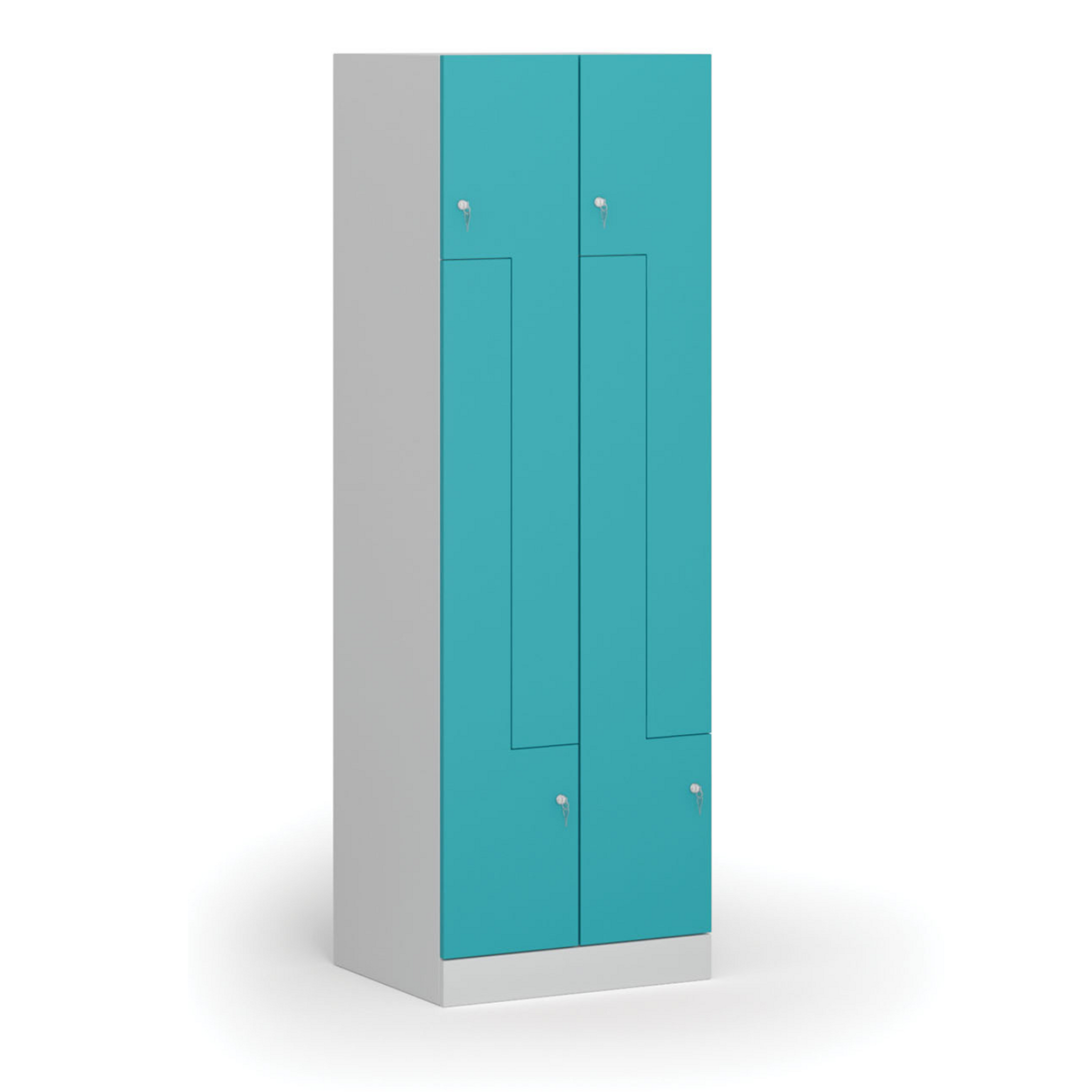 Szafka ubraniowa Z, 4-drzwiowa, 1850 x 600 x 500 mm, demontaż, zamek cylindryczny, drzwi zielone