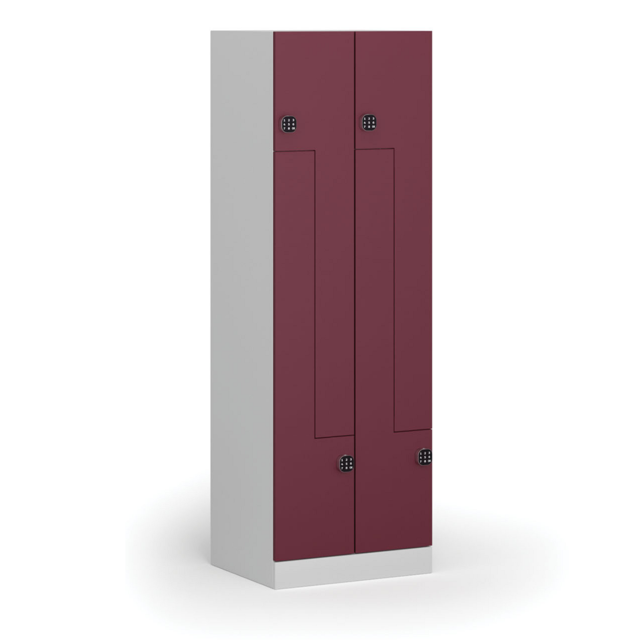 Szafka ubraniowa Z, 4-drzwiowa, 1850 x 600 x 500 mm, demontaż, zamek kodowy, drzwi czerwone