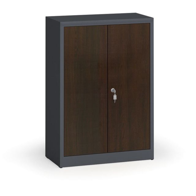 Szafy spawane z laminowanymi drzwiami, 1150 x 800 x 400 mm, RAL 7016/wenge