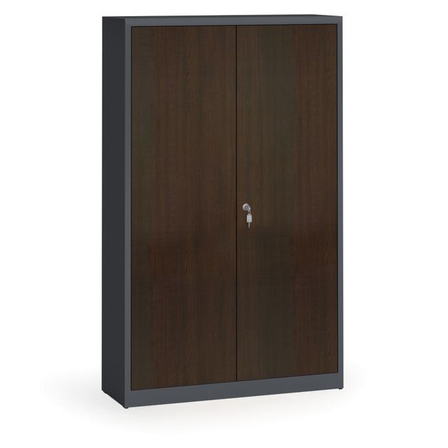 Szafy spawane z laminowanymi drzwiami, 1950 x 1200 x 400 mm, RAL7016/wenge