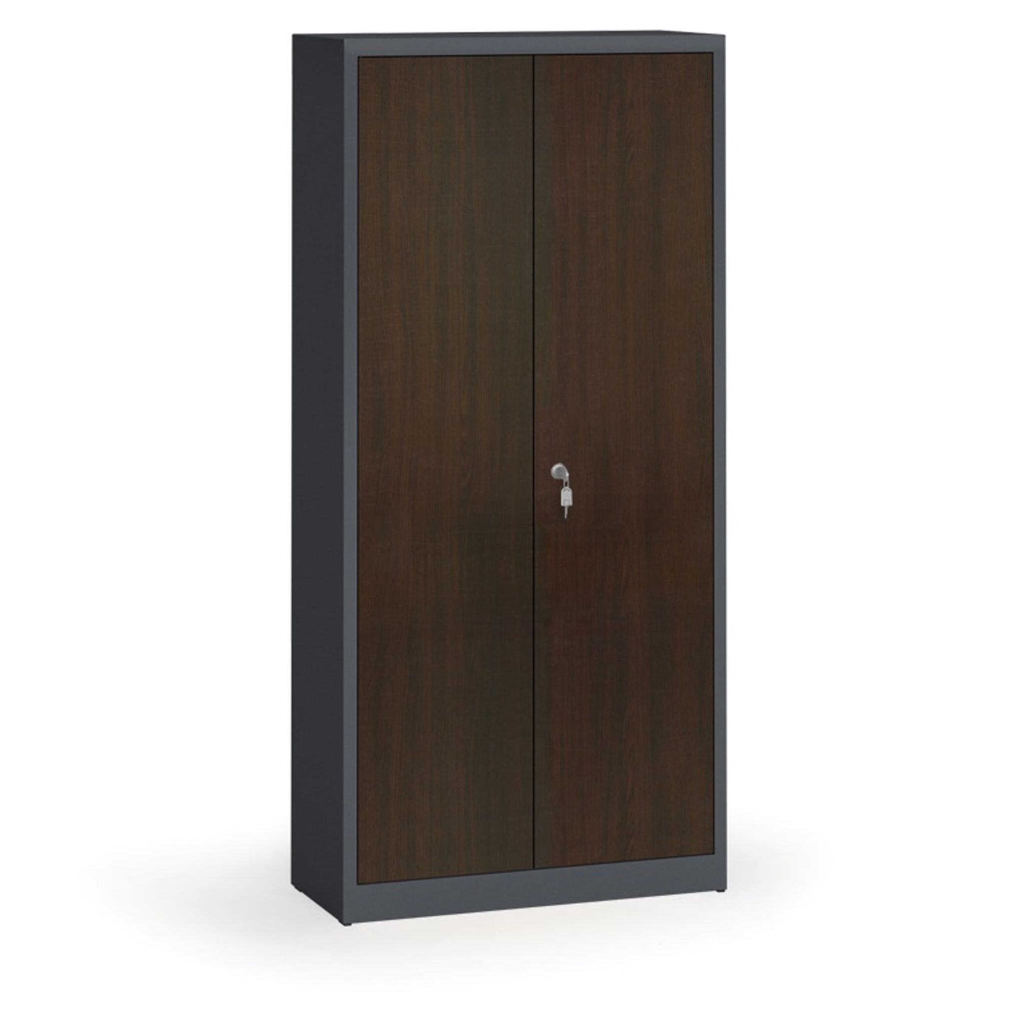 Szafy spawane z laminowanymi drzwiami, 1950 x 920 x 400 mm, RAL 7016/wenge