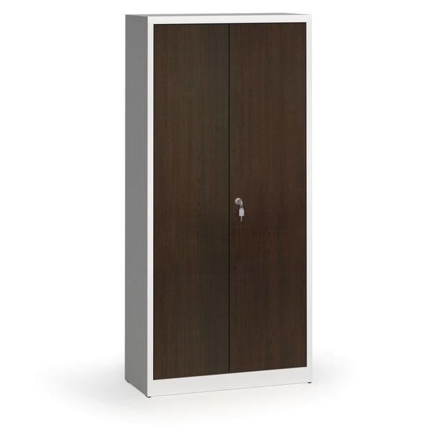 Szafy spawane z laminowanymi drzwiami, 1950 x 920 x 400 mm, RAL 7035/wenge