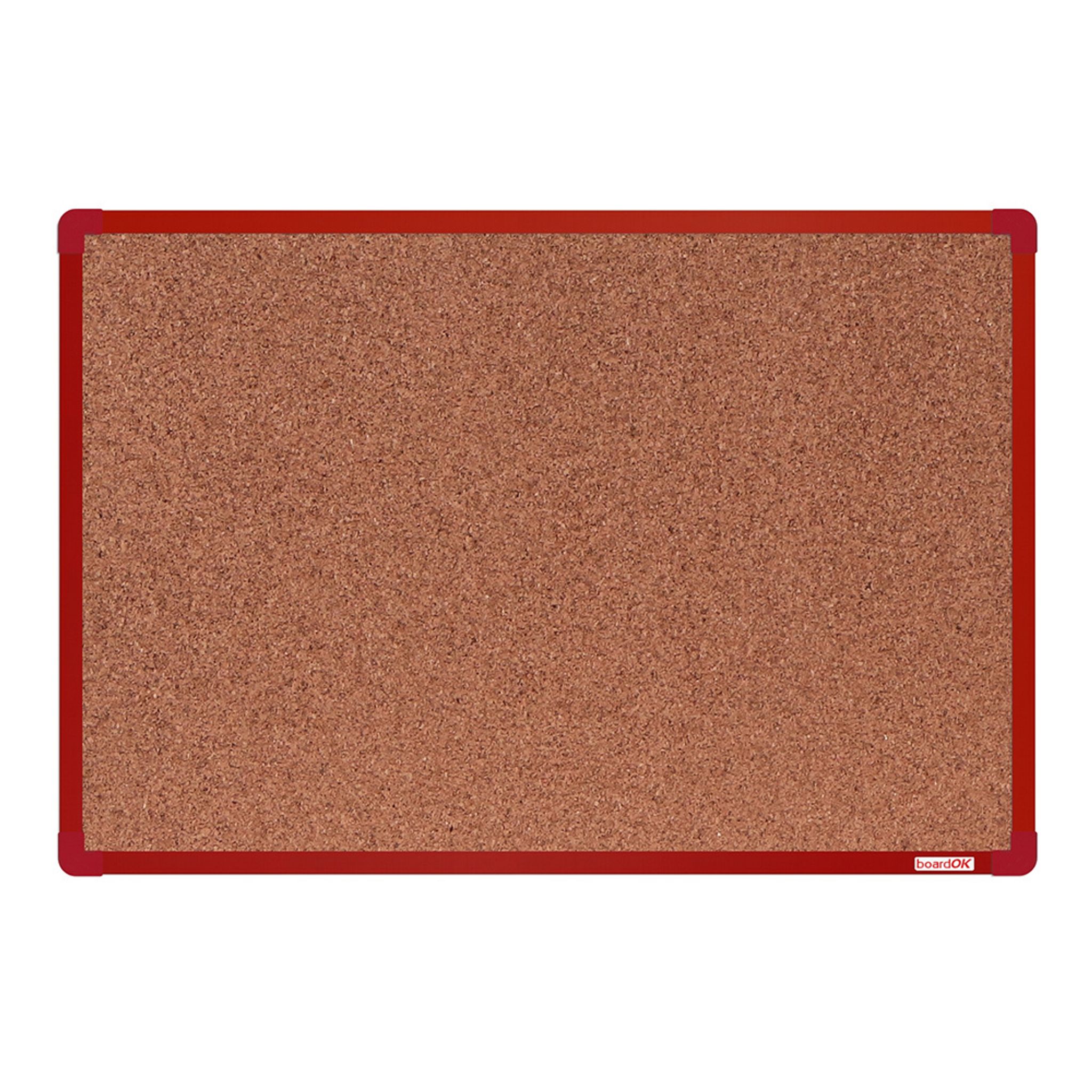 Tablica korkowa BoardOK w ramie aluminiowej, 600 x 900 mm, czerwona rama