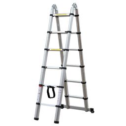 Teleskopický hliníkový rebrík, štafle, 3,8 m, 6+6 priečok