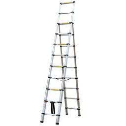 Teleskopowa drabina aluminiowa, rozstawna, 3,2 m, 11+9 szczebli