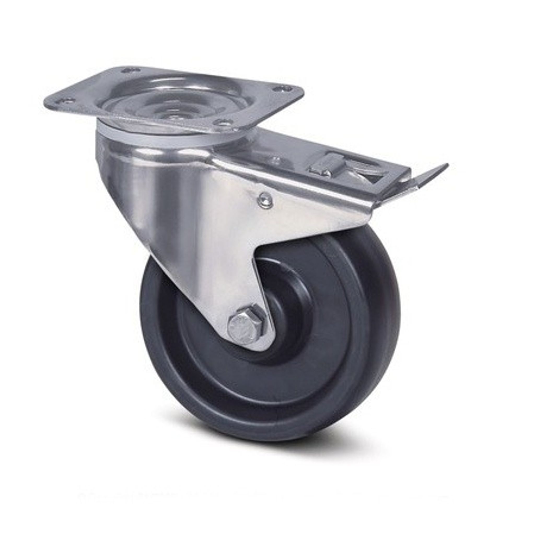 TENTE Temperaturbeständige Rolle -40 °C bis +280 °C, drehbar mit Bremse, 80 mm