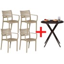 4x židle SLENDER, béžová + stolek COFFEE TIME ZDARMA