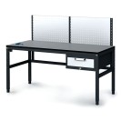 Antistatický dielenský ESD stôl s perfopanelom, 1 zásuvkový box na náradie, 1600x800x745-985 mm