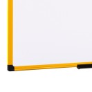 Biała tablica do pisania kredowa na ścianę, magnetyczna, żółta ramka, 1200 x 900 mm