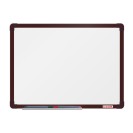 Biela magnetická popisovacia tabuľa boardOK, 600 x 450 mm, hnedý rám