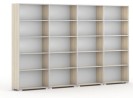 Bücherregal SILVER LINE, Eiche natur, 4 Reihen, 1865 x 3200 x 400 mm