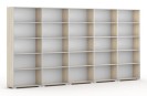 Bücherregal SILVER LINE, Eiche natur, 5 Reihen, 1865 x 4000 x 400 mm