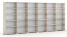 Bücherregal SILVER LINE, Eiche natur, 6 Reihen, 1865 x 4800 x 400 mm