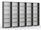 Bücherregal SILVER LINE, Graphit, 5 Reihen, 2230 x 4000 x 400 mm