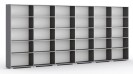 Bücherregal SILVER LINE, Graphit, 6 Reihen, 1865 x 4800 x 400 mm