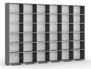 Bücherregal SILVER LINE, Graphit, 6 Reihen, 2230 x 3600 x 400 mm