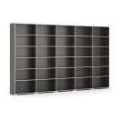Bücherregal SILVER LINE, Wenge, 5 Reihen, 2230 x 4000 x 400 mm