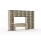 Bücherregalset mit integriertem Tisch, höher/breiter, 3550 x 700/400 x 2300 mm, Eiche natur