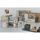 Büro-Kombischrank mit Schubladentür PRIMO GRAY, 1087 x 800 x 420 mm, Eiche grau/natur