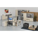 Büro-Kombischrank mit Schubladentür PRIMO GRAY, 1087 x 800 x 420 mm, grau/Birke