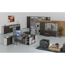 Büro-Kombischrank mit Schubladentür PRIMO GRAY, 1087 x 800 x 420 mm, grau/Wenge