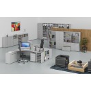 Büro-Kombischrank mit Schubladentür PRIMO GRAY, 1087 x 800 x 420 mm, grau