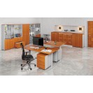 Büro-Kombischrank PRIMO GRAY, Schiebetür auf 2 Etagen, 1781 x 800 x 420 mm, grau/Kirsche