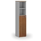 Büro-Kombischrank PRIMO GRAY, Tür auf 3 Etagen, 1781 x 400 x 420 mm, grau/Nussbaum