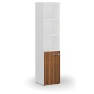 Büro-Kombischrank PRIMO WHITE, Tür auf 2 Etagen, 1781 x 400 x 420 mm, weiß/Nussbaum