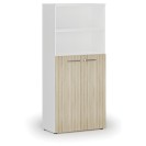 Büro-Kombischrank PRIMO WHITE, Tür auf 3 Etagen, 1781 x 800 x 420 mm, Eiche weiß/natur