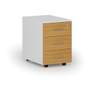Büro-Mobilcontainer PRIMO WHITE, 3 Schubladen, Weiß/Buche