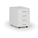 Büro-Mobilcontainer PRIMO WHITE, 4 Schubladen, weiß