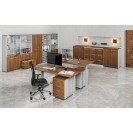 Büro-Schreibtischkommode PRIMO GRAY, 740 x 600 x 420 mm, Grau/Nussbaum