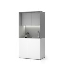 Büroküche NIKA mit Waschbecken und Wasserhahn 1000 x 600 x 2000 mm, grau, rechts