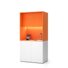Büroküche NIKA mit Waschbecken und Wasserhahn 1000 x 600 x 2000 mm, Orange, rechts