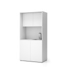 Büroküche NIKA mit Waschbecken und Wasserhahn 1000 x 600 x 2000 mm, weiß, rechts