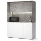 Büroküche NIKA mit Waschbecken und Wasserhahn 1481 x 600 x 2000 mm, Beton, rechts